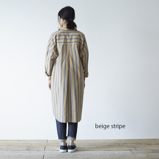 Ladies' シャツワンピース ベージュ 後ろ