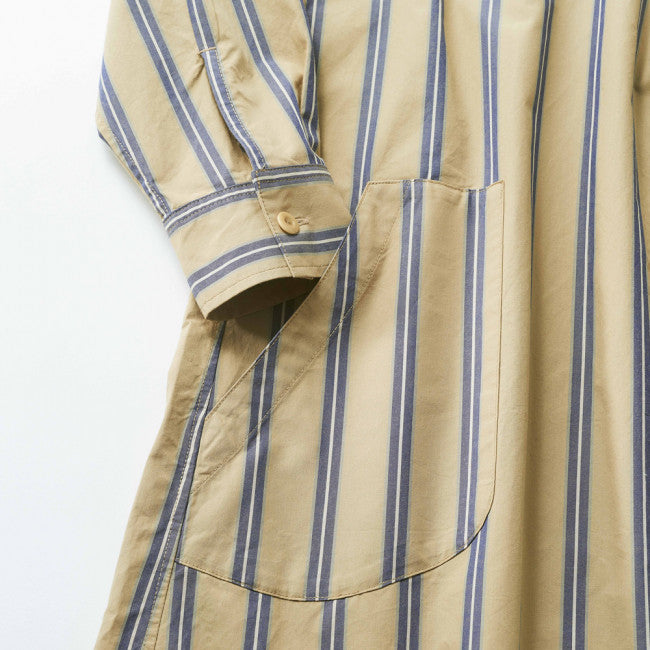 Ladies' シャツワンピース ベージュ 袖