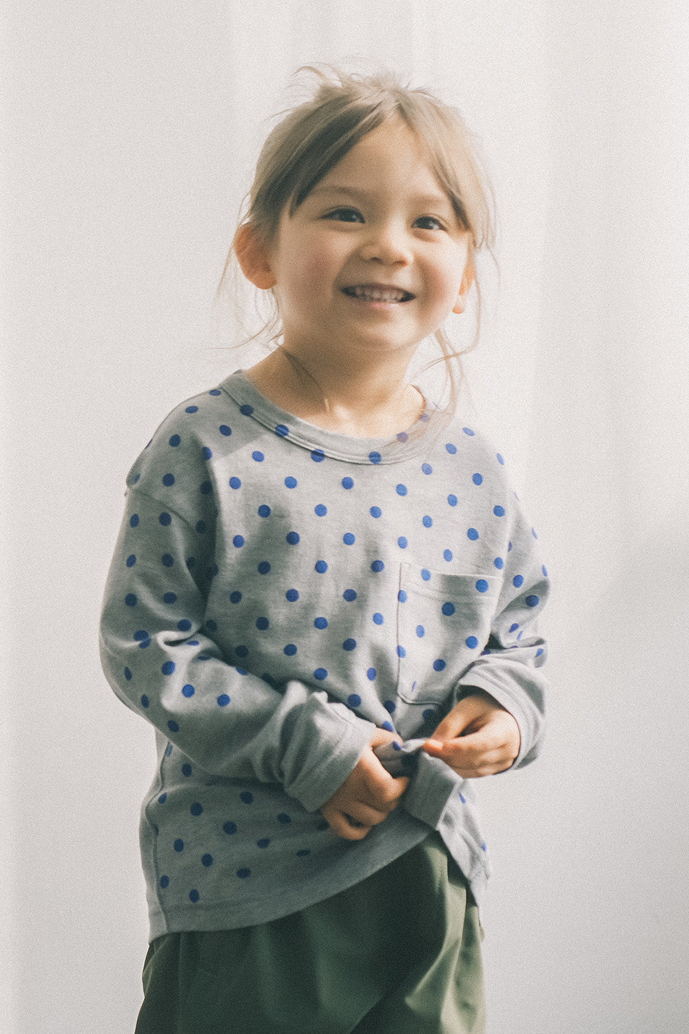 dot print long sleeve pullover