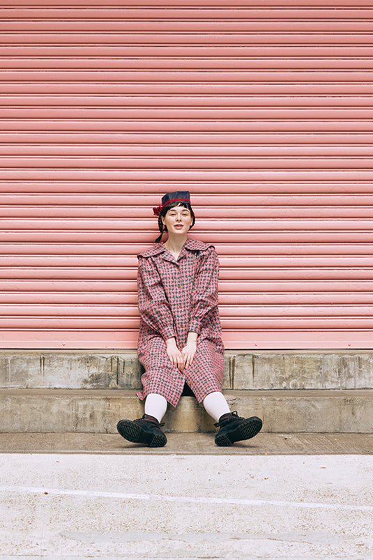 オリジナル千鳥柄ビッグカラーワンピース（womens）