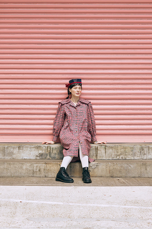 オリジナル千鳥柄ビッグカラーワンピース（womens）