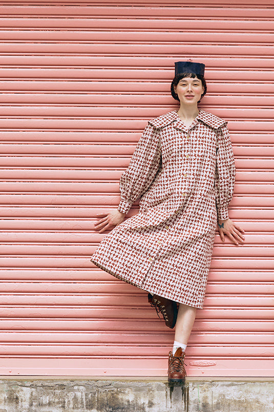 オリジナル千鳥柄ビッグカラーワンピース（womens）