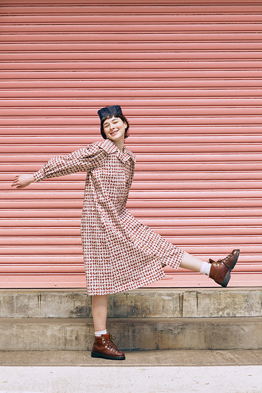 オリジナル千鳥柄ビッグカラーワンピース（womens）