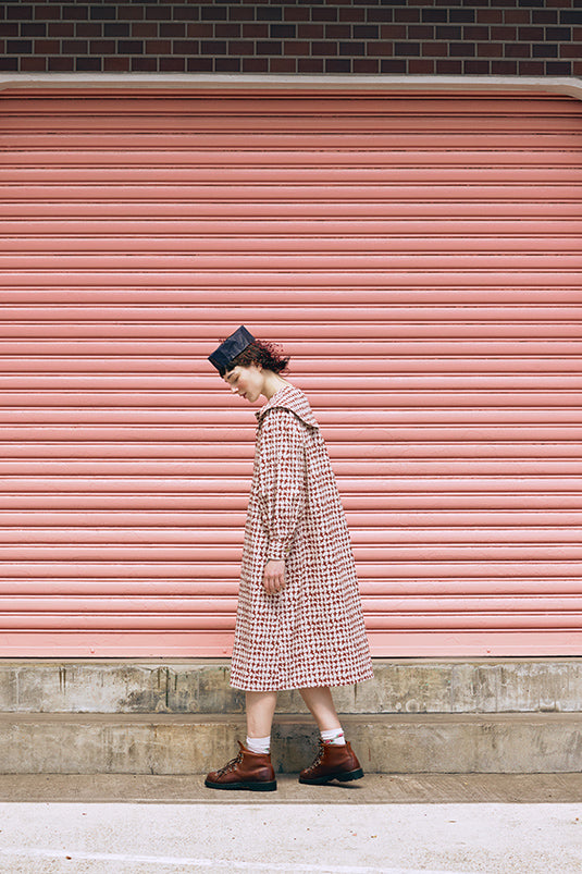 オリジナル千鳥柄ビッグカラーワンピース（womens）