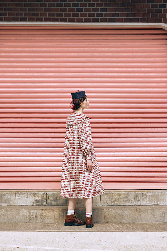 オリジナル千鳥柄ビッグカラーワンピース（womens）