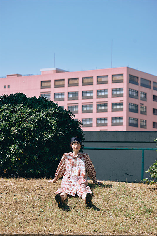 オリジナル千鳥柄ビッグカラーワンピース（womens）