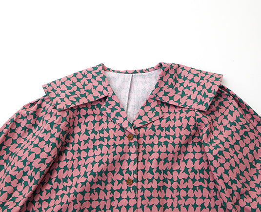 オリジナル千鳥柄ビッグカラーワンピース（womens）