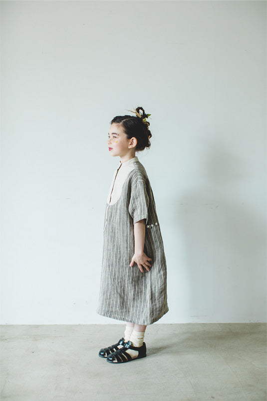 Linen Striped  Dress(kids)